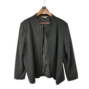 Tan Jay Black Pleated Plisse‎ Open-Front Blazer Jacket Size M